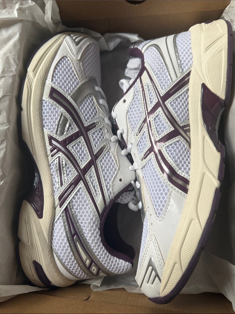 ASICS White and Plum Women's Athletic Running Shoes